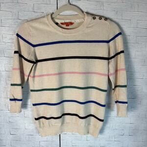 MODCLOTH Womens striped sweater crewneck colorful cream preppy soft feminine￼